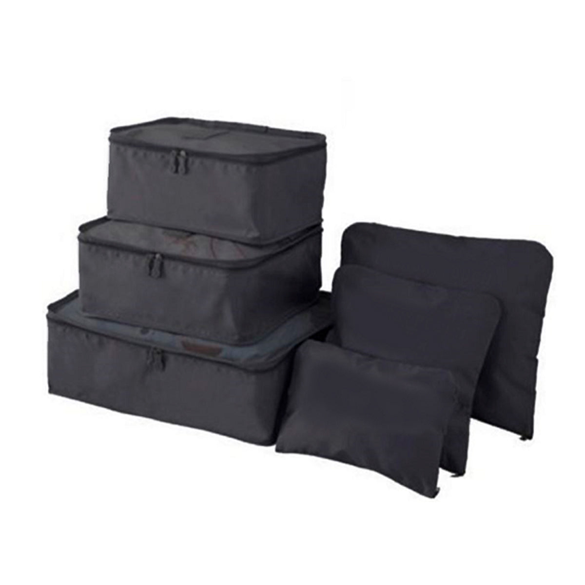 Kit organizador de mala com 6 peças, Cor: Preto. Foto 1 do produto.