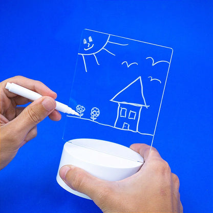 Quadro de anotações em acrílico com LED branco quente. Foto 2 do produto.