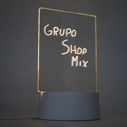 Quadro de anotações em acrílico com LED branco quente. Foto 4 do produto.