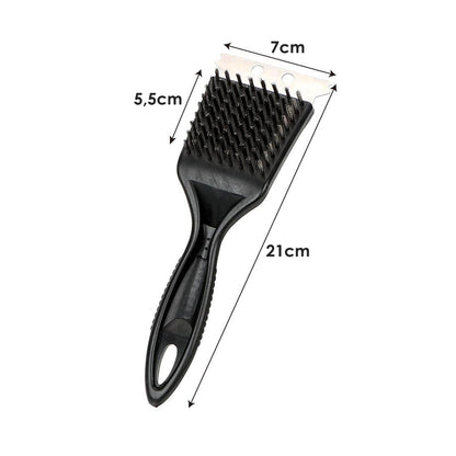 Escova para churrasqueira com espátula e cerdas de aço. Foto 3 do produto.