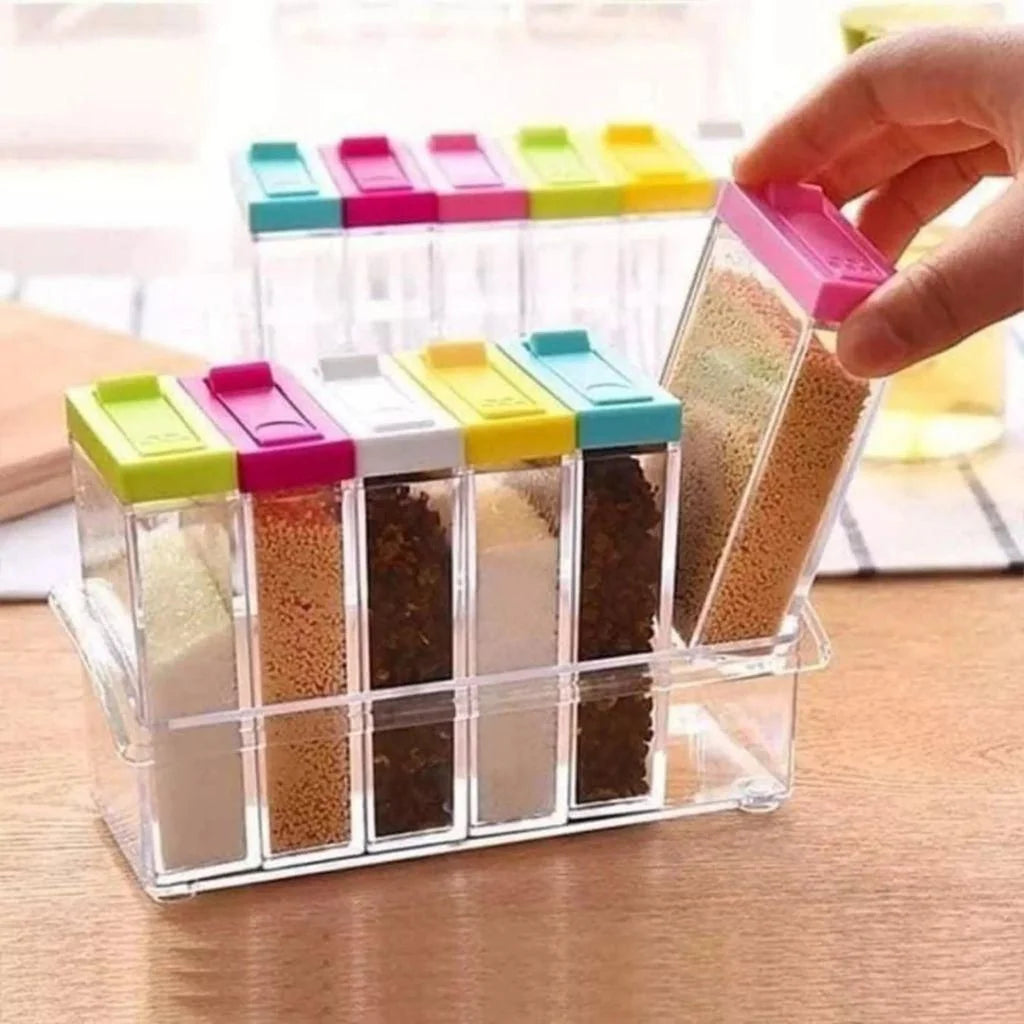 Organizador de temperos em acrílico com 7 peças. Foto 4 do produto.