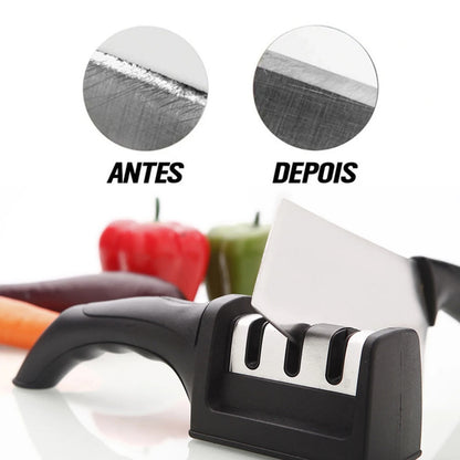 Afiador diamantado de facas com 3 níveis. Foto 4 do produto.