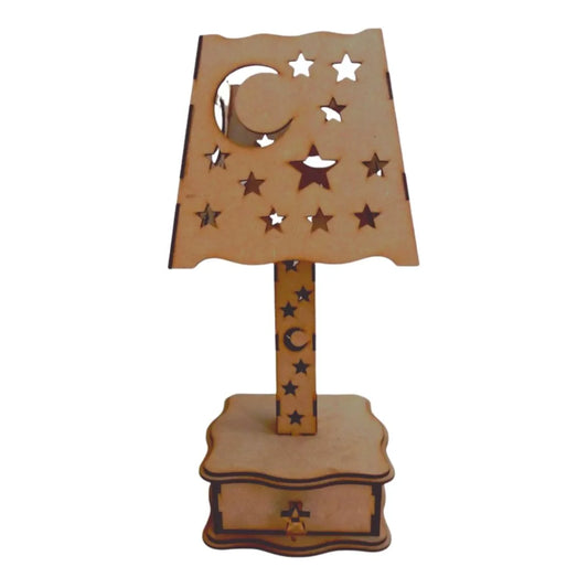 Abajur de mesa Estrelado em MDF, Cor: Marrom. Foto 1 do produto.