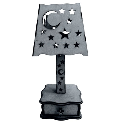 Abajur de mesa Estrelado em MDF, Cor: Preto. Foto 1 do produto.