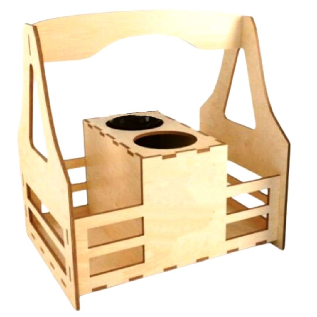 Porta-garrafa e copos em MDF. Foto 3 do produto.
