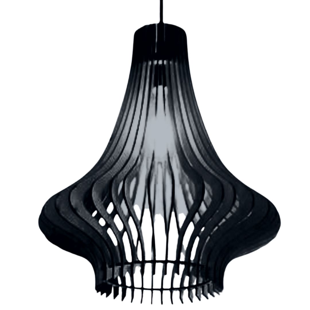Luminária pendente Aquila em MDF, Cor: Preto. Foto 1 do produto.