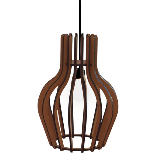 Luminária pendente Copan em MDF, Cor: Marrom. Foto 1 do produto.