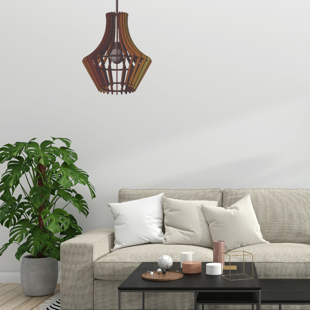 Luminária pendente Barolo em MDF, Cor: Marrom. Foto 2 do produto.