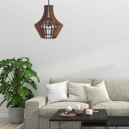 Luminária pendente Barolo em MDF, Cor: Marrom. Foto 2 do produto.
