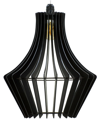 Luminária pendente Barolo em MDF, Cor: Preto. Foto 1 do produto.