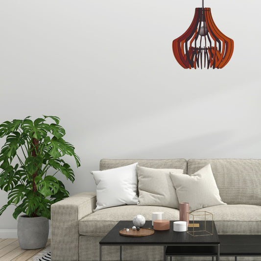 Luminária pendente Oásis em MDF, Cor: Marrom. Foto 2 do produto.