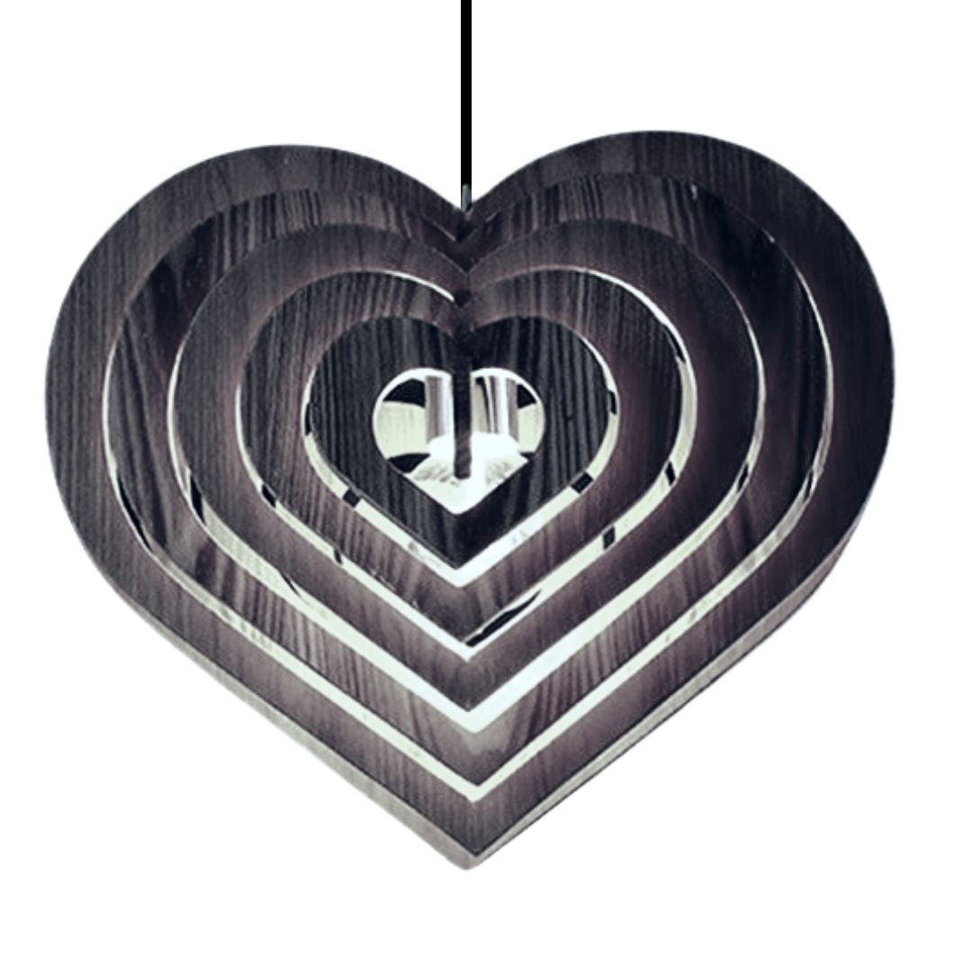Luminária pendente Coração em MDF, Cor: Preto. Foto 1 do produto.