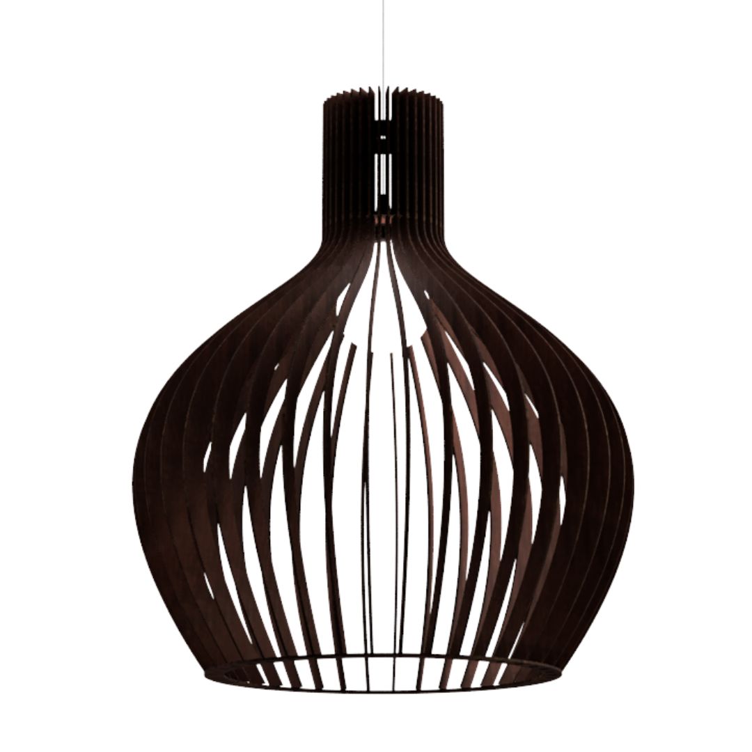 Luminária pendente Estocolmo em MDF, Cor: Marrom. Foto 1 do produto.