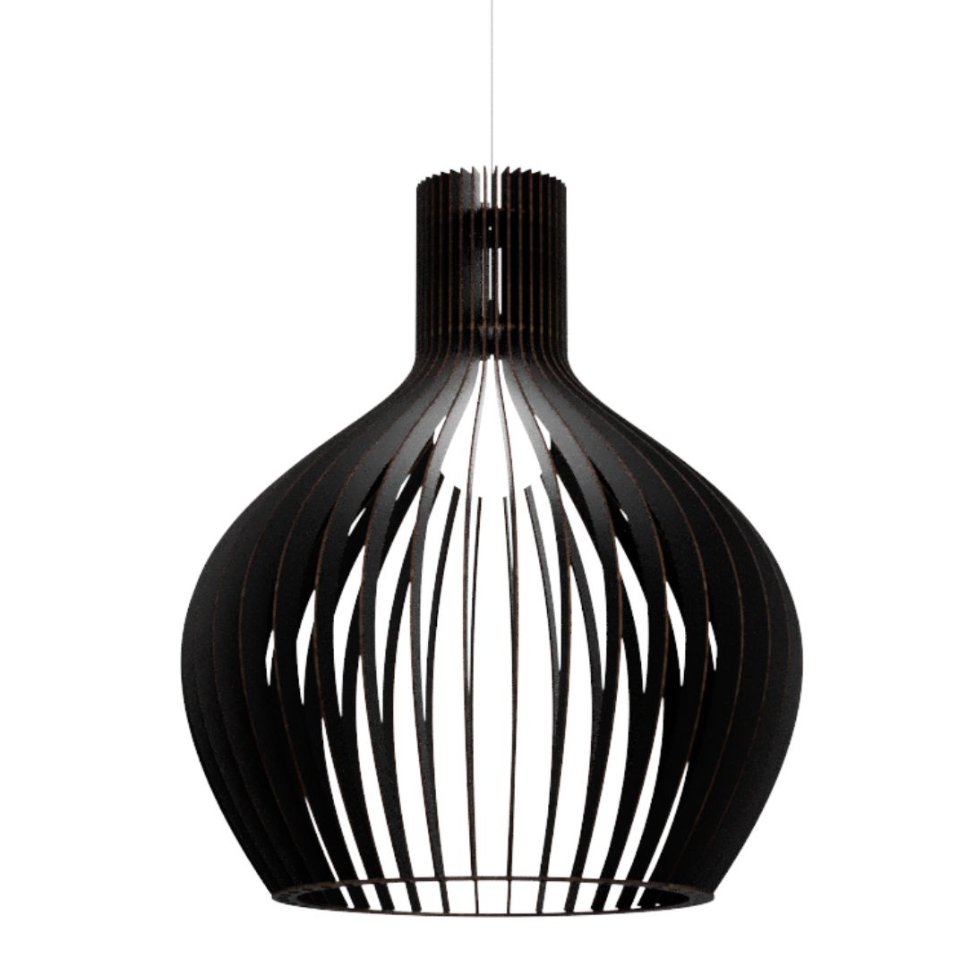 Luminária pendente Estocolmo em MDF, Cor: Preto. Foto 1 do produto.