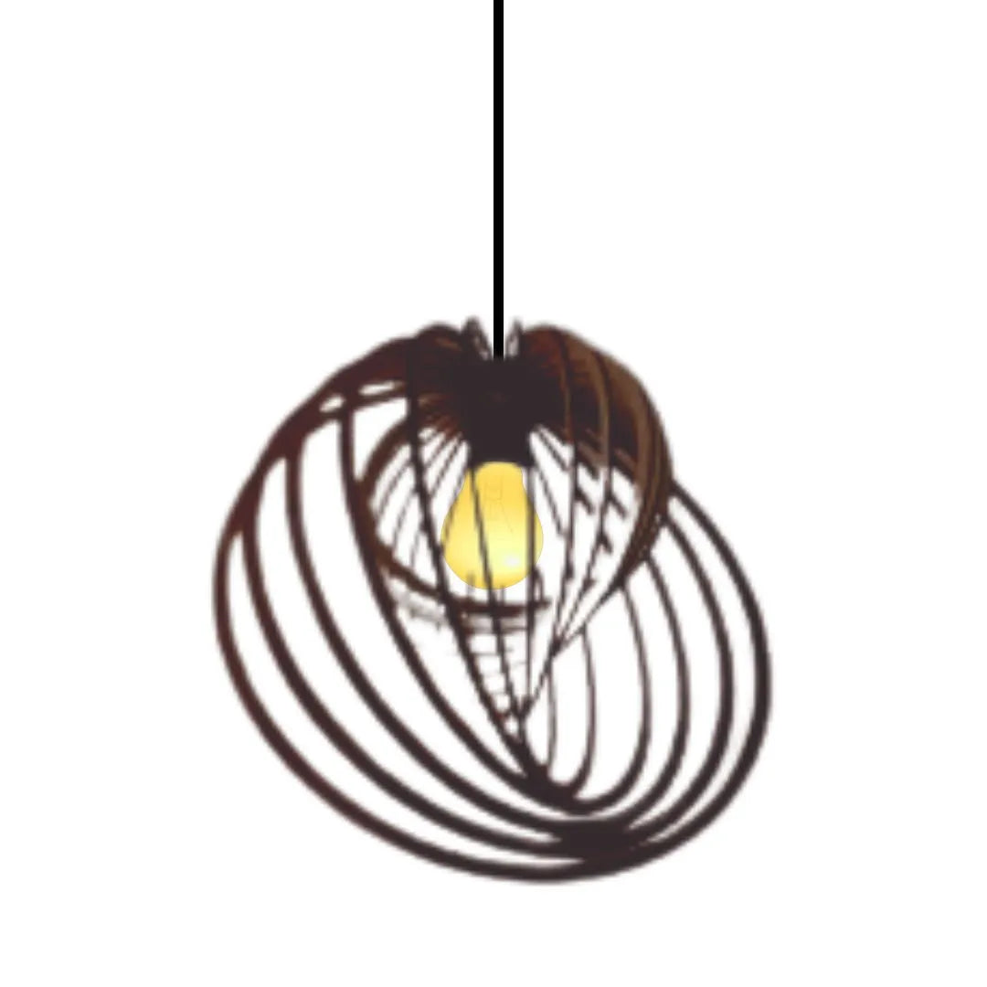 Luminária pendente Espinha em MDF, Cor: Marrom. Foto 1 do produto.