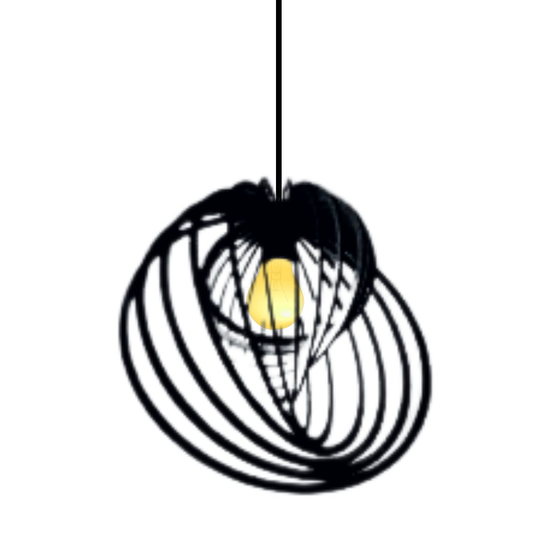 Luminária pendente Espinha em MDF, Cor: Preto. Foto 1 do produto.