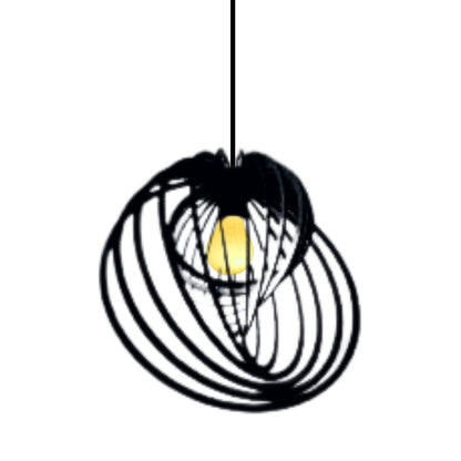 Luminária pendente Espinha em MDF, Cor: Preto. Foto 1 do produto.