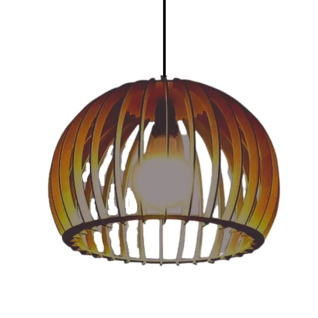 Luminária pendente Esfera em MDF, Cor: Marrom. Foto 1 do produto.