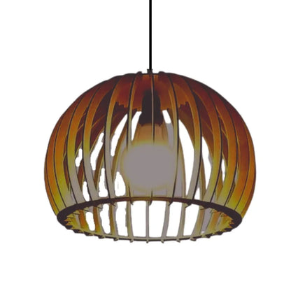 Luminária pendente Esfera em MDF, Cor: Marrom. Foto 1 do produto.