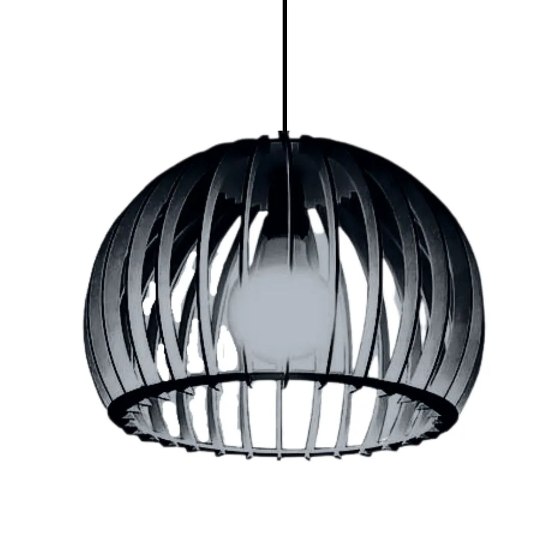 Luminária pendente Esfera em MDF, Cor: Preto. Foto 1 do produto.