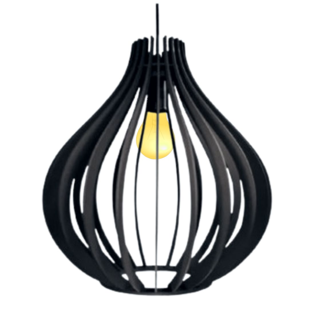 Luminária pendente Filipinas em MDF, Cor: Preto. Foto 1 do produto.