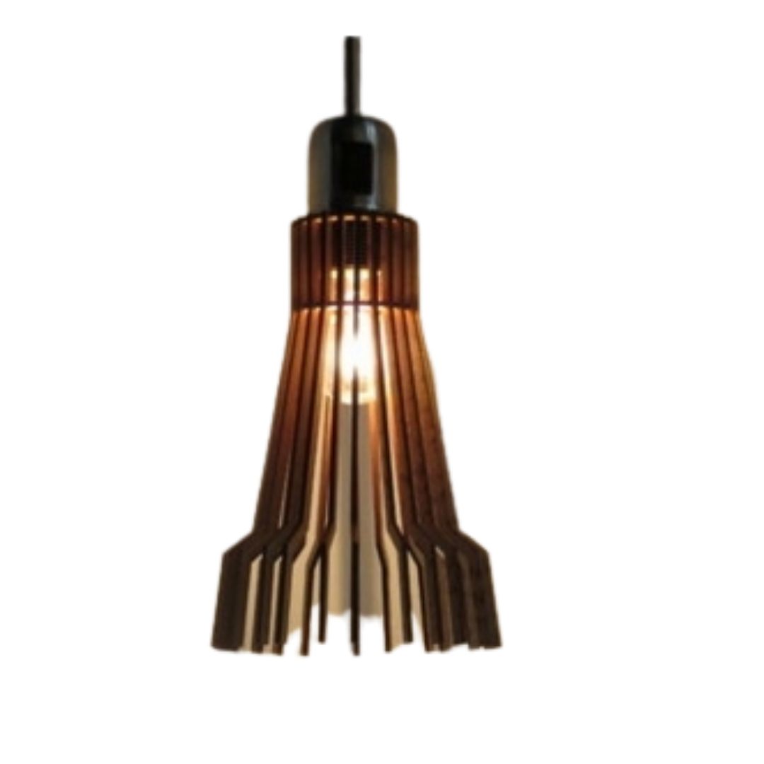 Luminária pendente Bangkok em MDF, Cor: Marrom. Foto 1 do produto.