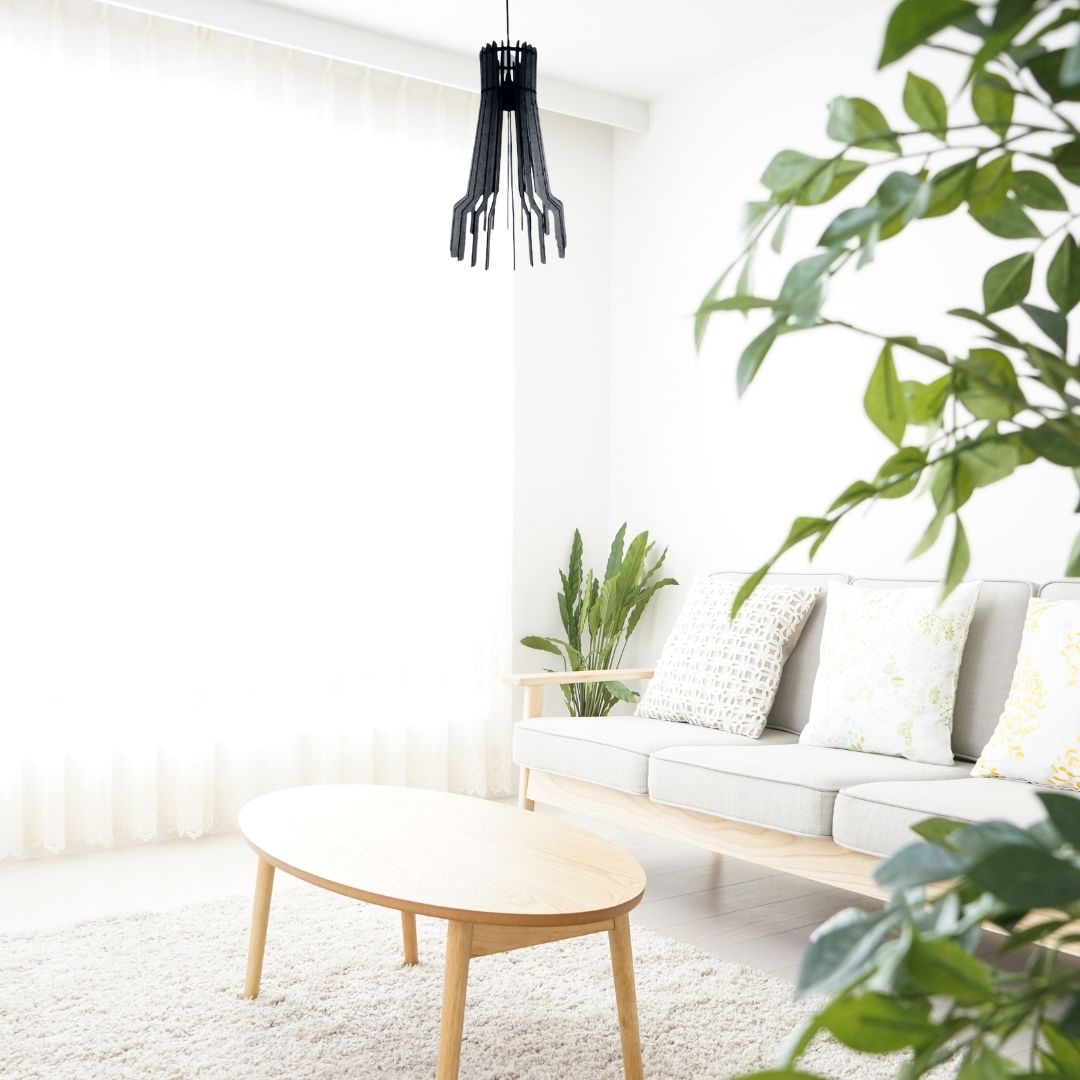 Luminária pendente Bangkok em MDF, Cor: Preto. Foto 2 do produto.