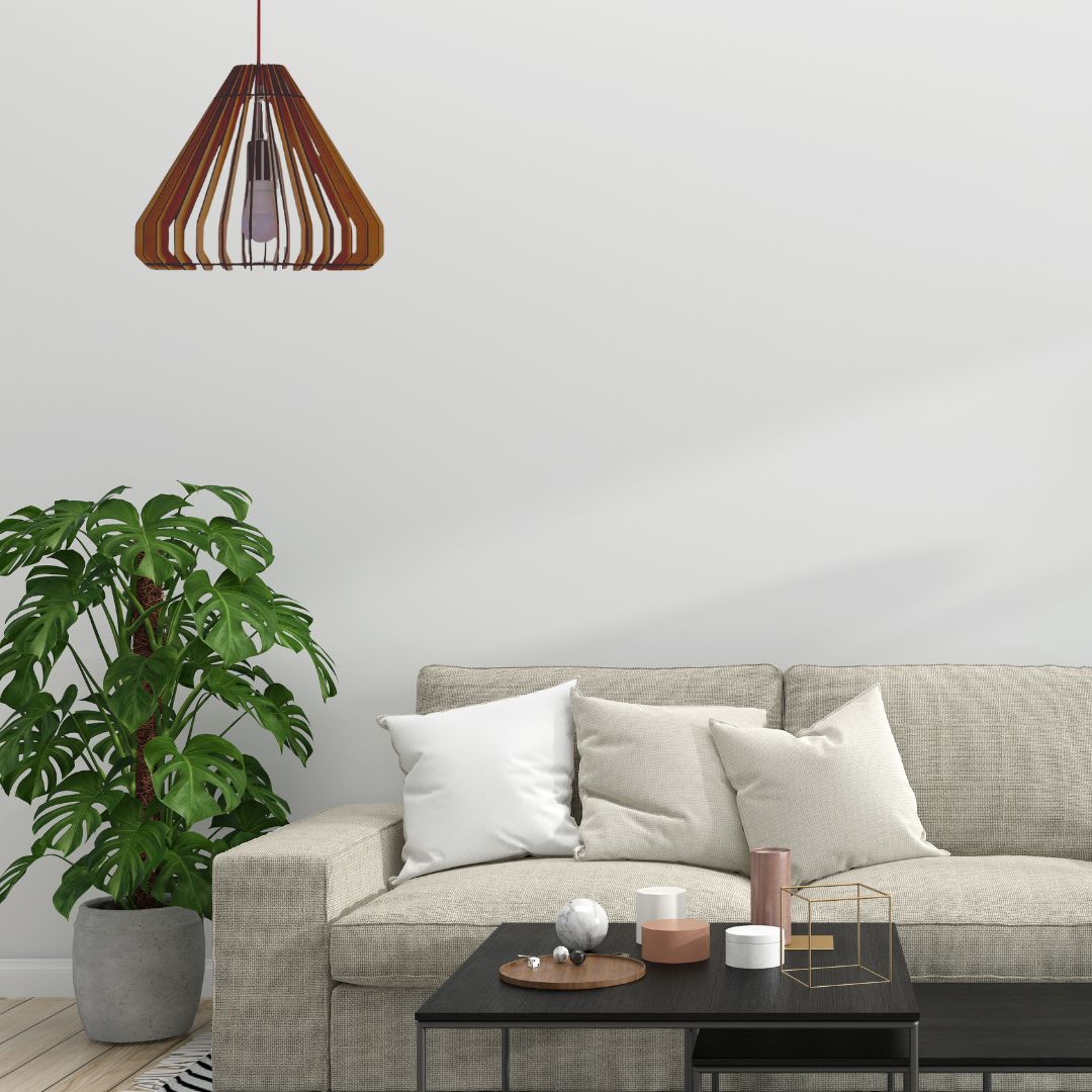 Luminária pendente Egipcia em MDF, Cor: Marrom. Foto 2 do produto.