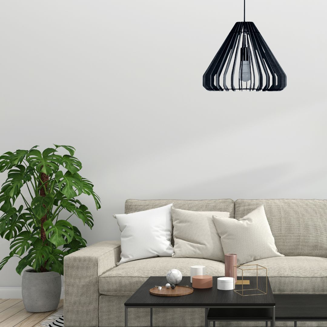Luminária pendente Egipcia em MDF, Cor: Preto. Foto 2 do produto.