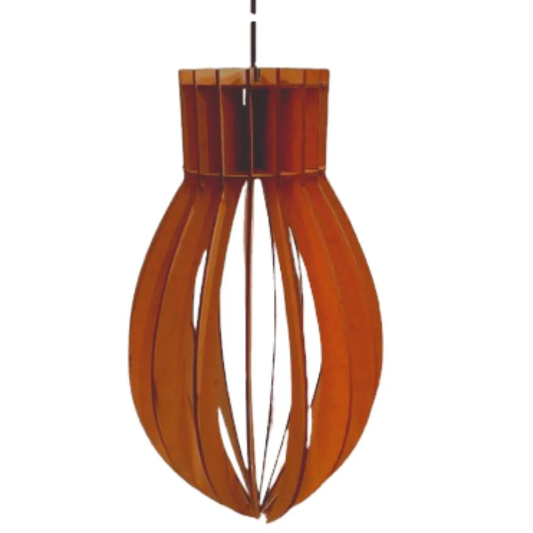 Luminária pendente Rubi em MDF, Cor: Marrom. Foto 1 do produto.