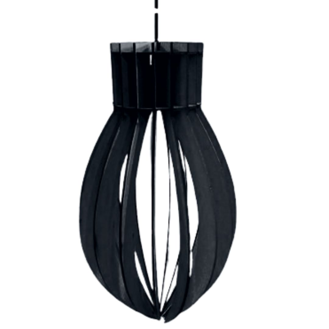 Luminária pendente Rubi em MDF, Cor: Preto. Foto 1 do produto.