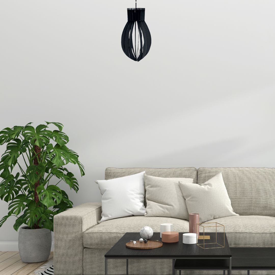 Luminária pendente Rubi em MDF, Cor: Preto. Foto 2 do produto.