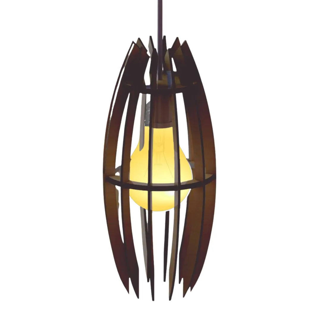 Luminária pendente Turquesa em MDF, Cor: Marrom. Foto 1 do produto.