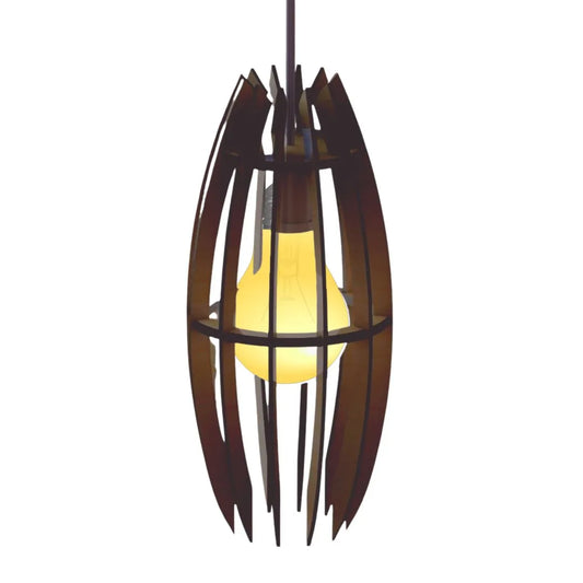 Luminária pendente Turquesa em MDF, Cor: Marrom. Foto 1 do produto.