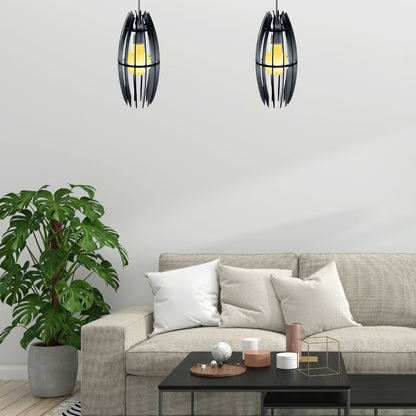 Luminária pendente Turquesa em MDF, Cor: Preto. Foto 2 do produto.