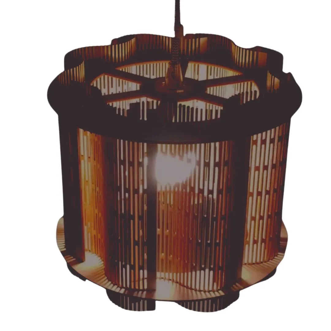Luminária pendente Pandora em MDF, Cor: Marrom. Foto 1 do produto.