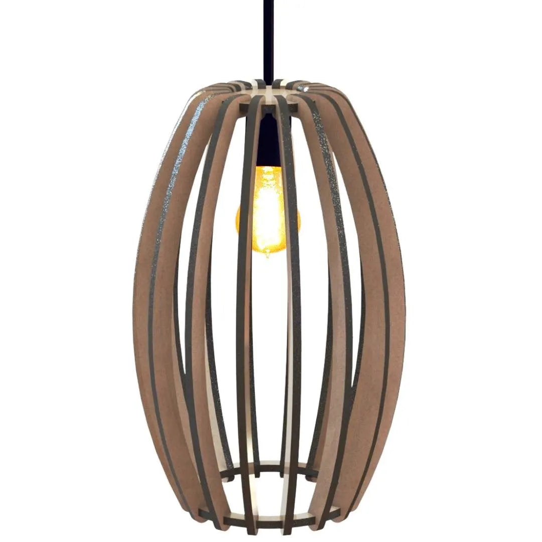 Luminária pendente Imperial em MDF, Cor: Marrom. Foto 1 do produto.