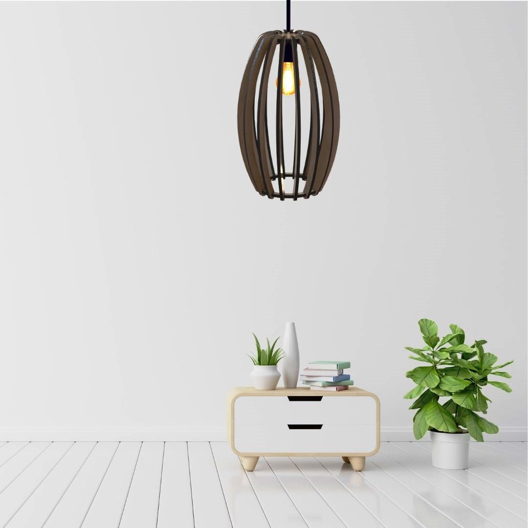 Luminária pendente Imperial em MDF, Cor: Marrom. Foto 2 do produto.