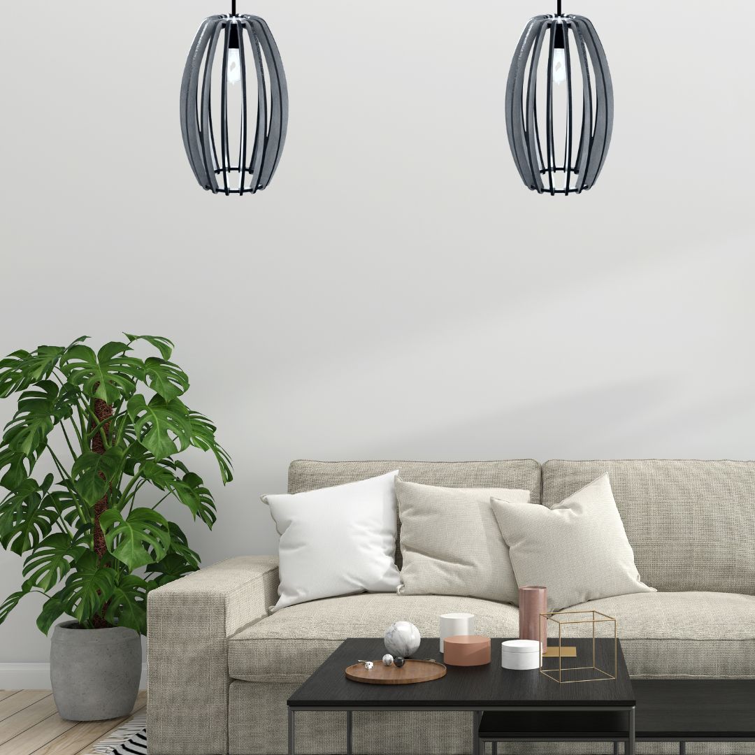 Luminária pendente Imperial em MDF, Cor: Preto. Foto 2 do produto.