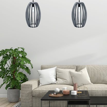 Luminária pendente Imperial em MDF, Cor: Preto. Foto 2 do produto.