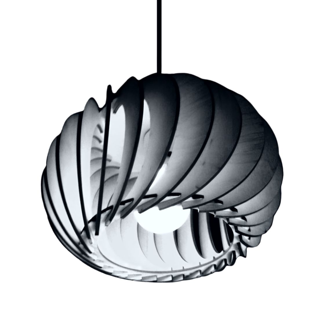 Luminária pendente Gérbera em MDF, Cor: Preto. Foto 1 do produto.