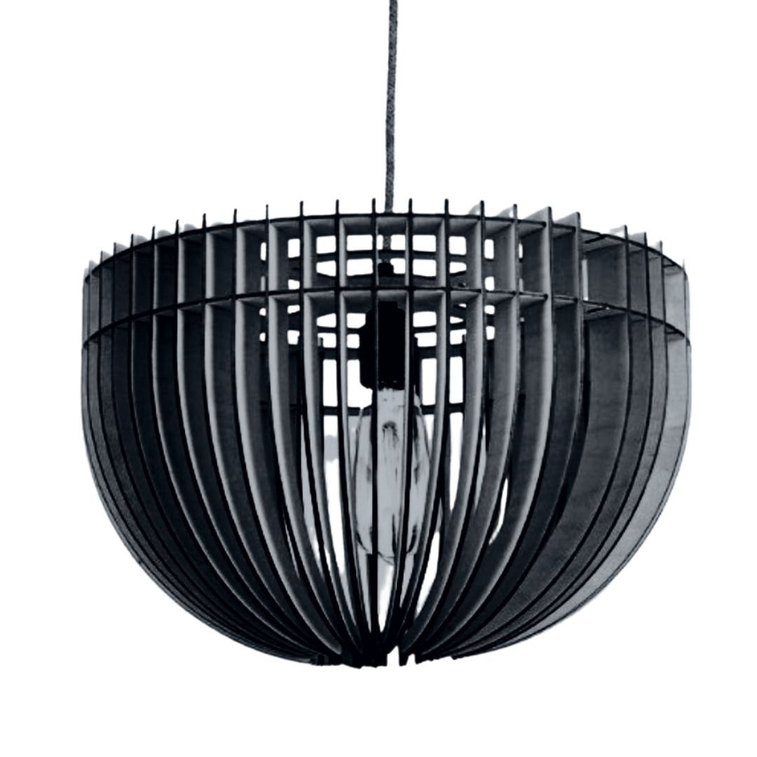 Luminária pendente Plutão em MDF, Cor: Preto. Foto 1 do produto.
