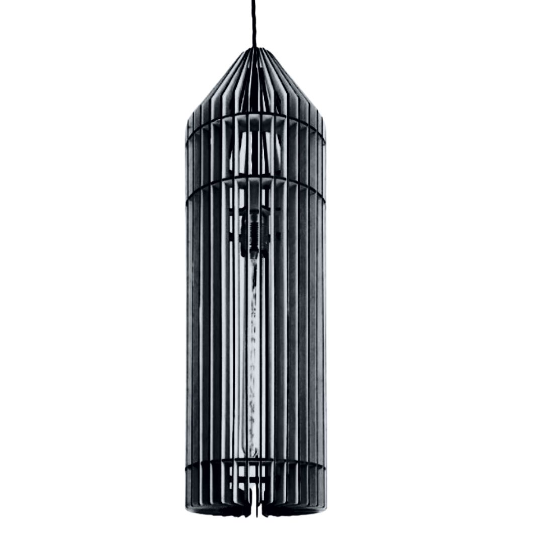 Luminária pendente Torre em MDF, Cor: Preto. Foto 1 do produto.