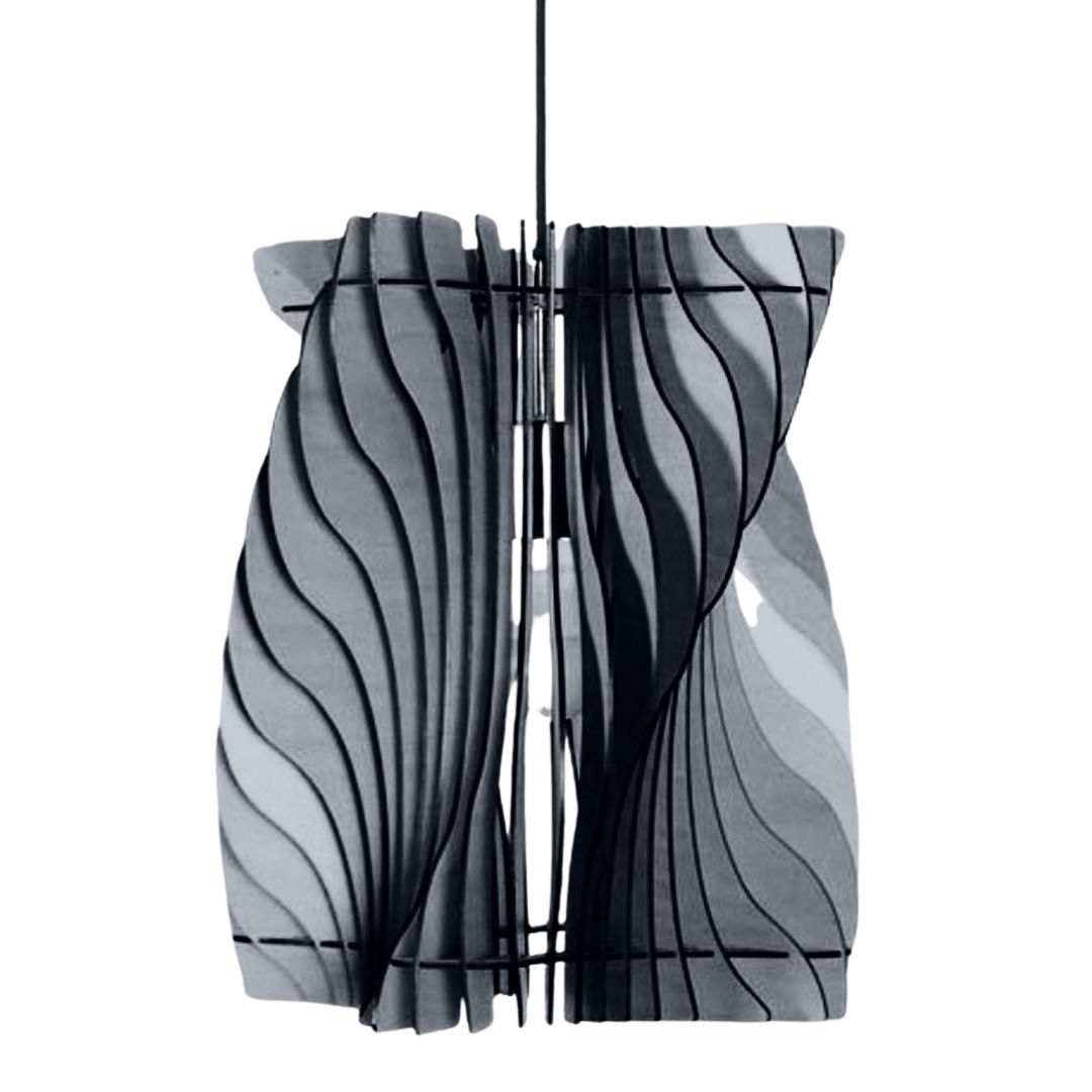 Luminária pendente Halley em MDF, Cor: Preto. Foto 1 do produto.