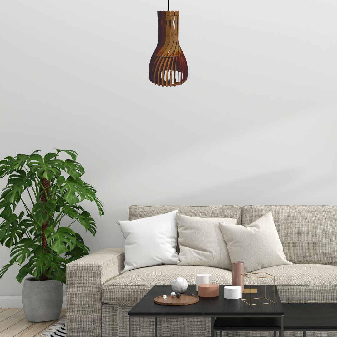 Luminária pendente Parafuso em MDF, Cor: Marrom. Foto 2 do produto.