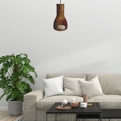 Luminária pendente Parafuso em MDF, Cor: Marrom. Foto 2 do produto.