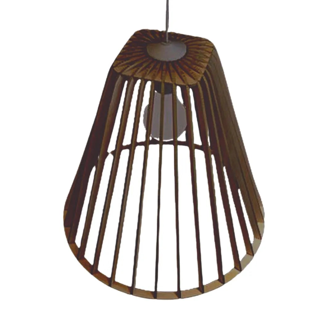 Luminária pendente Pequim em MDF, Cor: Marrom. Foto 1 do produto.
