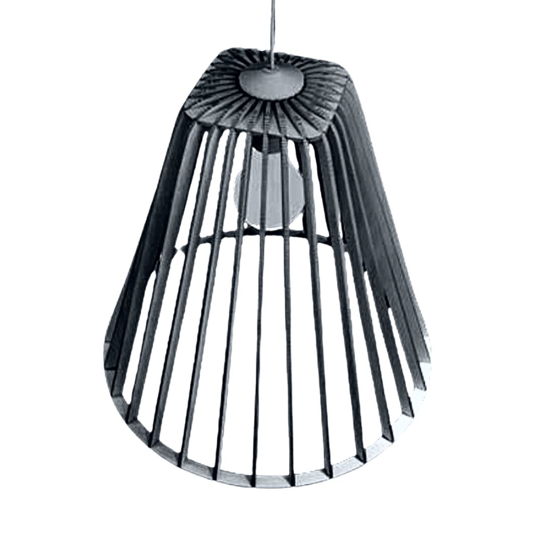 Luminária pendente Pequim em MDF, Cor: Preto. Foto 1 do produto.
