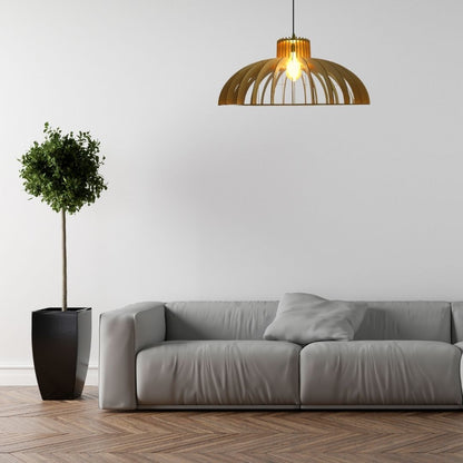 Luminária pendente em MDF, referência LCD0076, preto. Foto 1 do produto.