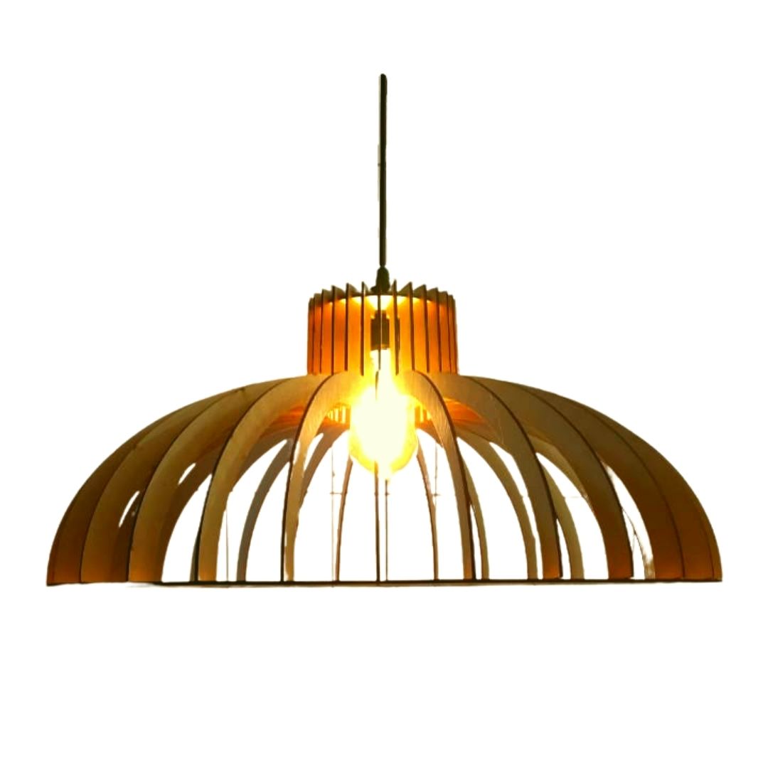 Luminária pendente em MDF, referência LCD0076, preto. Foto 3 do produto.